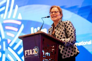 Lisa Prassack Global CEO Fairtrade Africa Speaking At FTAs 20th Anniversary In Nairobi Kenya 300x200