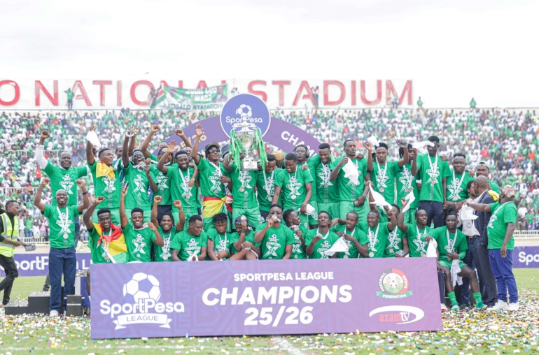 gor mahia celebrate winning the 2025 26 sportpesa league title